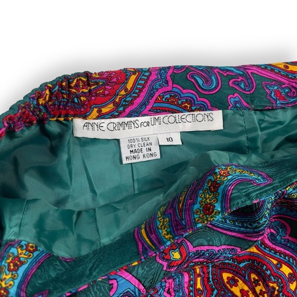 Anne Crimmins For Umi Collections Womens Silk Skirt Knee Length Vibrant Boho 10 - Picture 10 of 13